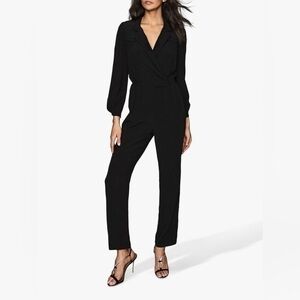 Reiss Selena Black Straight Leg Long Sleeve Crepe Blazer Jumpsuit Size 4 NWT
